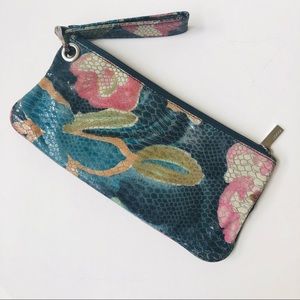 HOBO Acid Washed Snake Embossed Leather Clutch